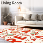 Retro Red Alphabet Space Adventure Rug