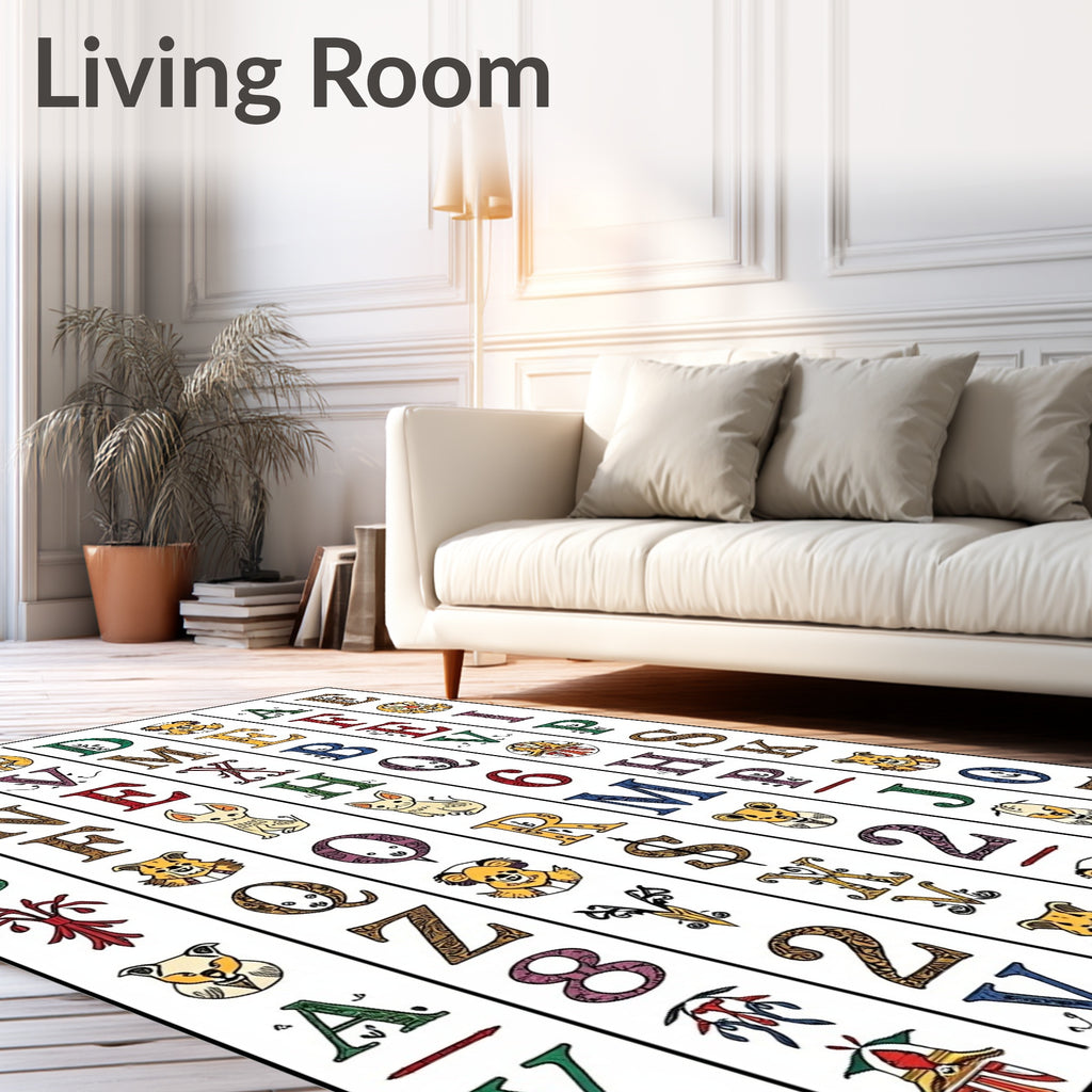 Whimsical Alphabet Creatures And Symbols Rug