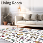 Whimsical Alphabet Creatures And Symbols Rug