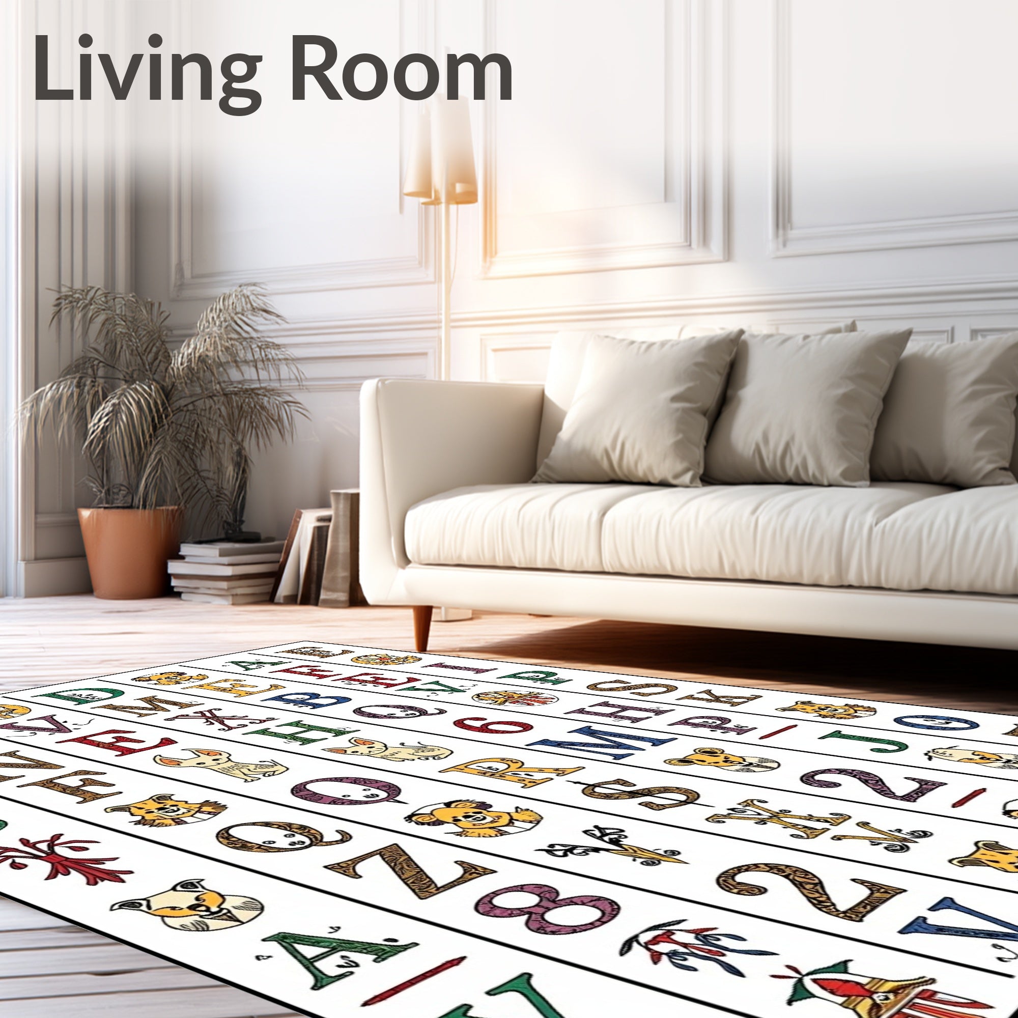 Whimsical Alphabet Creatures And Symbols Rug