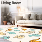 Jungle Animals Playful Safari Scene Rug