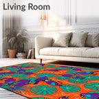 Vibrant Tropical Birds and Leaves Rug