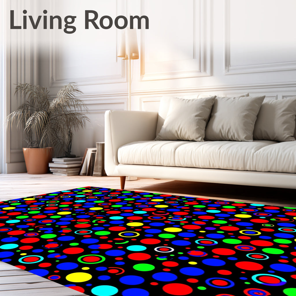 Vibrant Retro Polka Dot Circles Rug