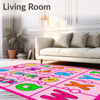 Colorful Alphabet Characters Playful Animals Rug