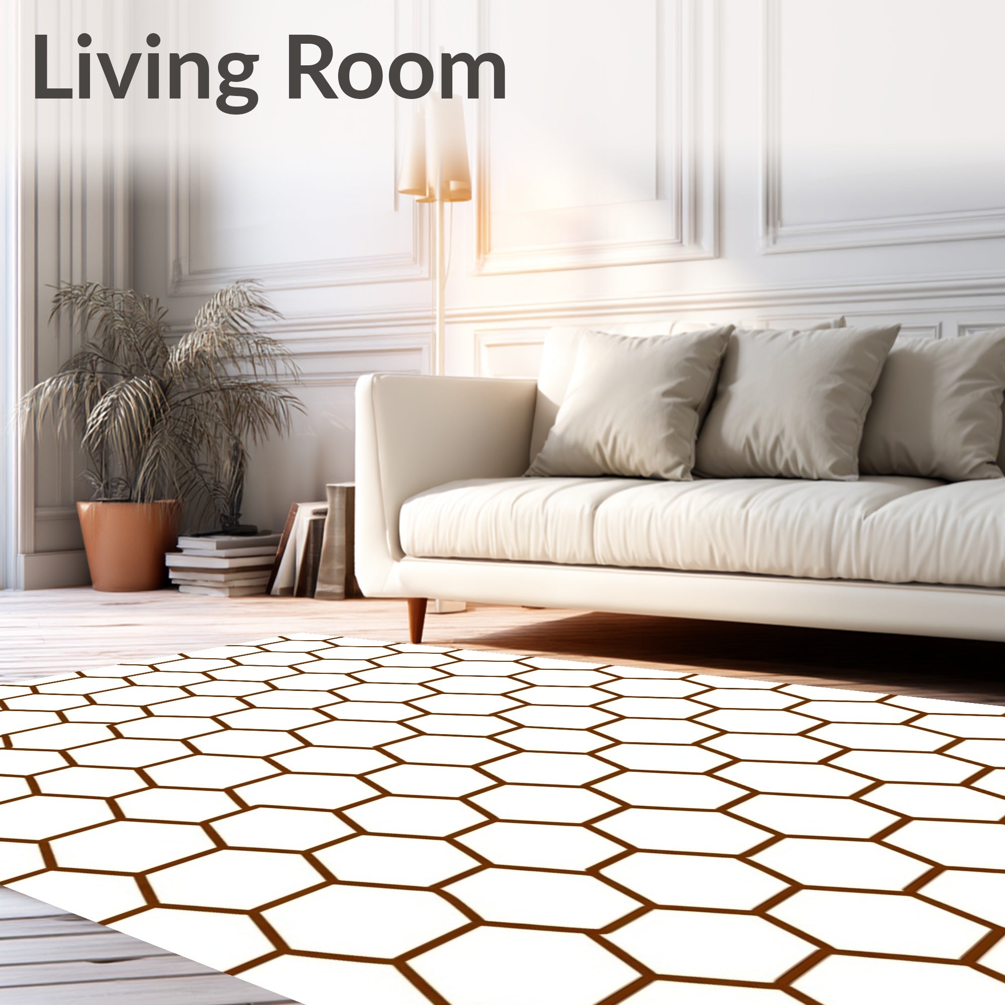 Brown Hexagon Grid Rug