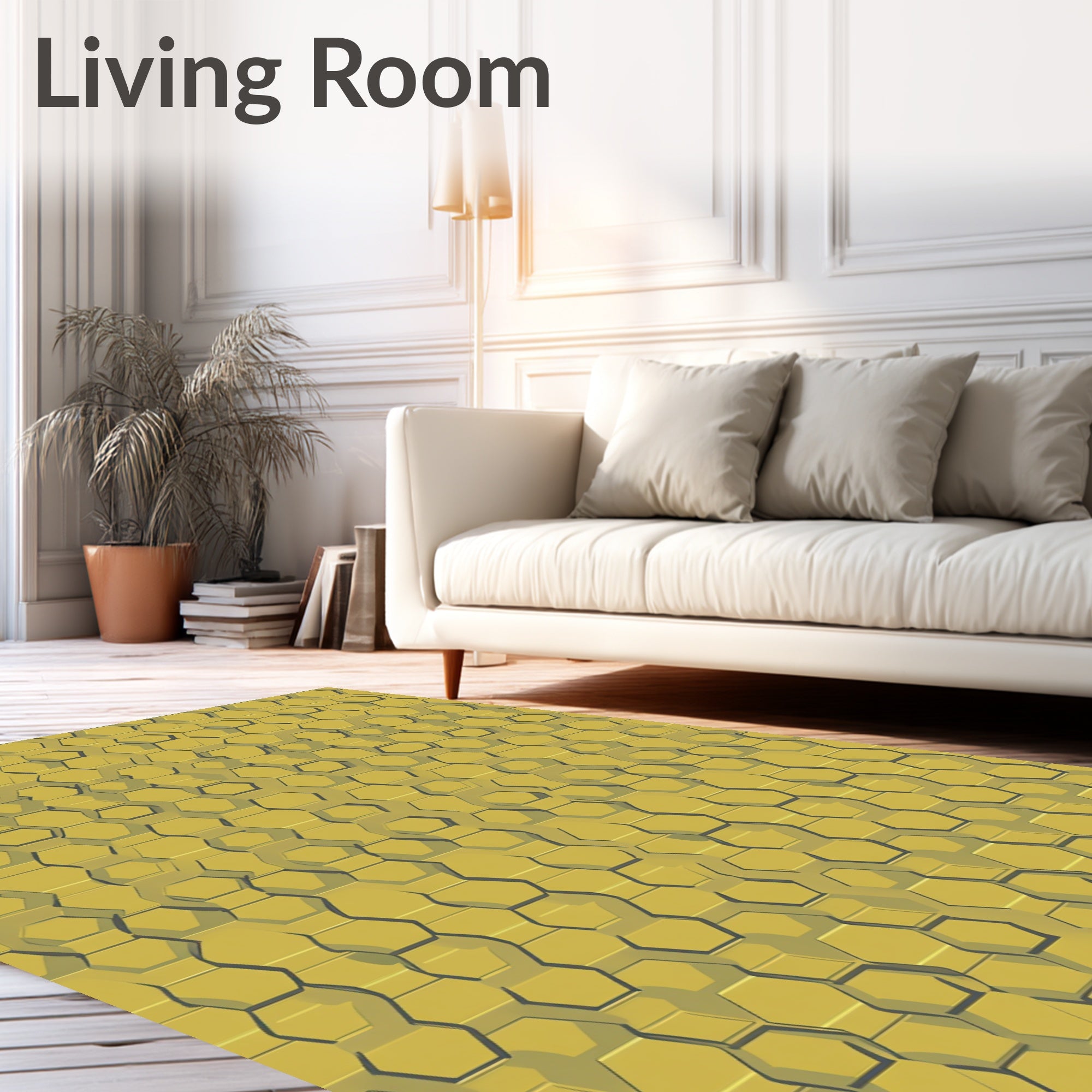 Golden Hexagon Grid Rug