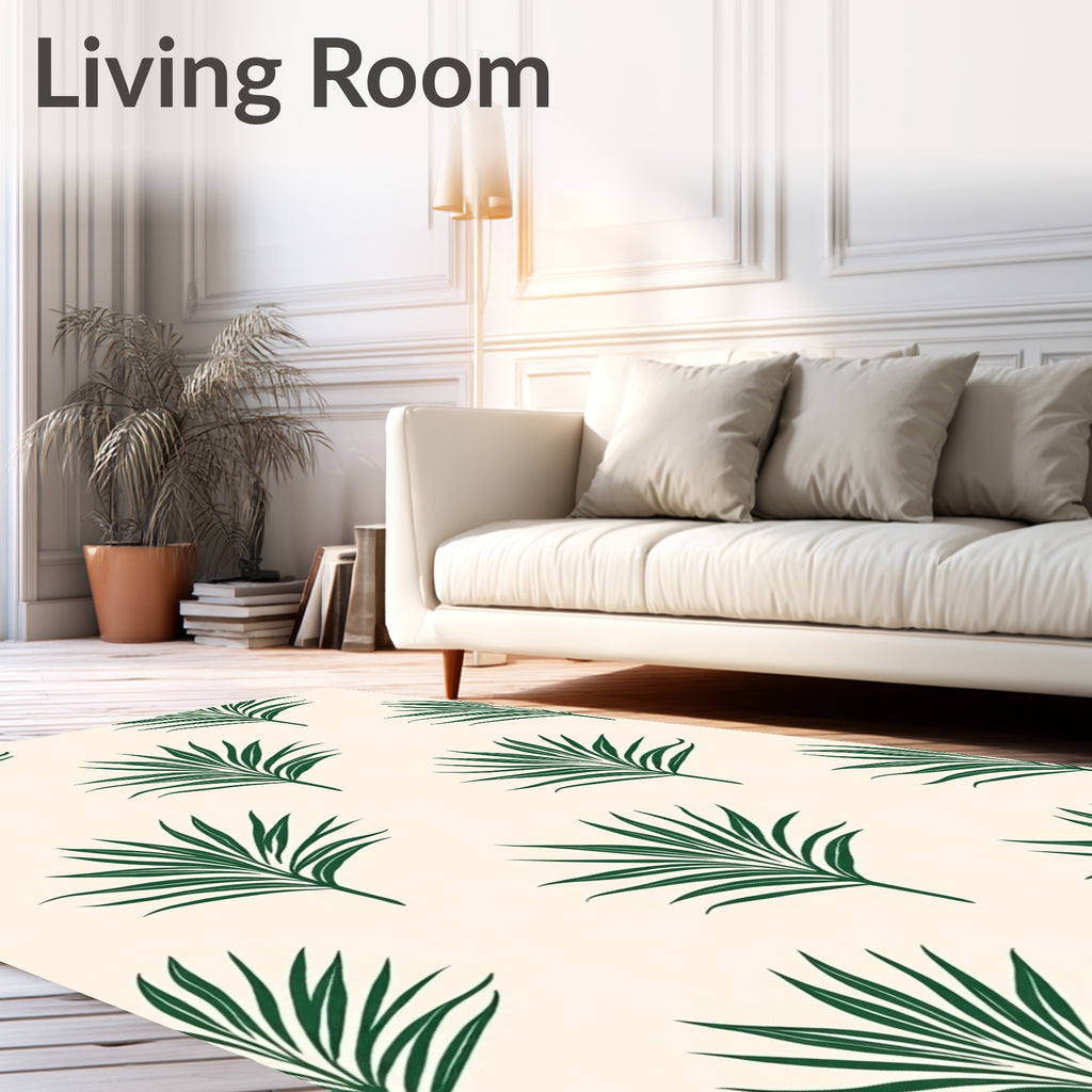 Deep Green Leafy Palm Sprays Rug