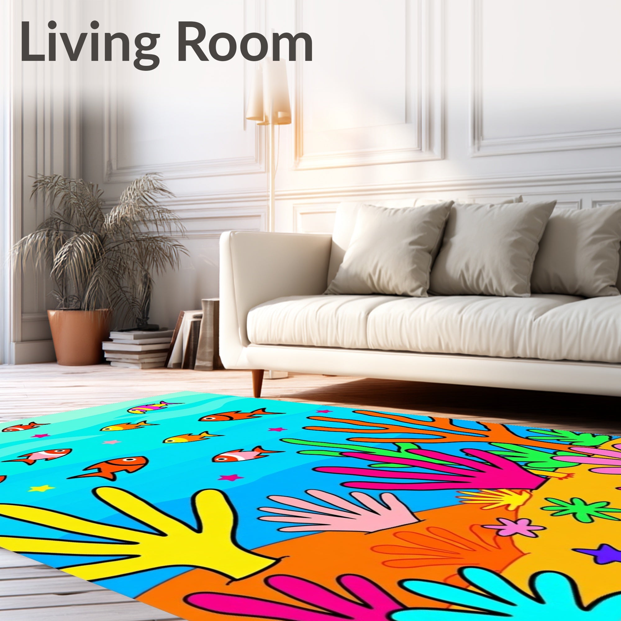 Colorful Coral Fish Scene Rug