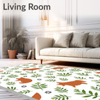 Whimsical Brown Fox Foliage Garden Rug