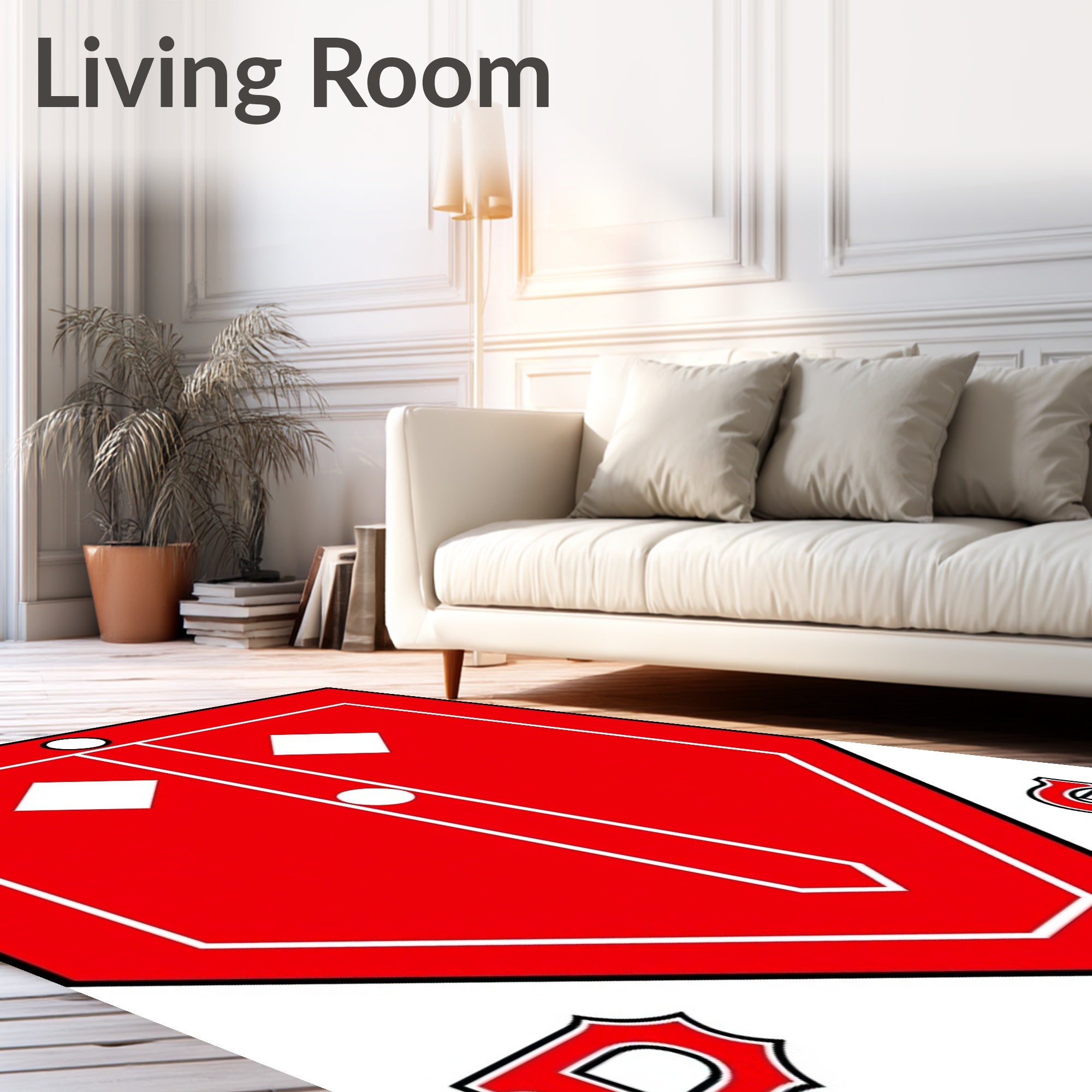 Red Diamond Home Plate Baseball Rug