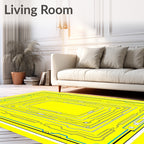 Futuristic Yellow Circuit Board Rectangle Rug