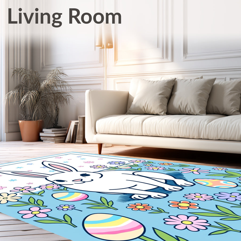 Easter Bunny Floral Garden Eggs Rug