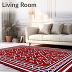 Red White Blue Geometric Tribal Rug