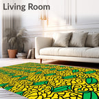 Vibrant Yellow Green Branching Vines Rug