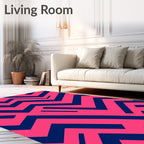 Bold Pink Navy Zigzag Geometric Abstraction Rug
