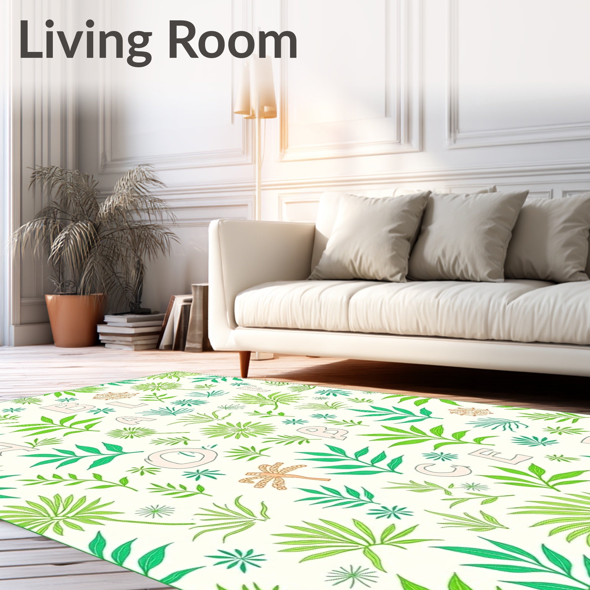 Tropical Foliage Letter Art Rug
