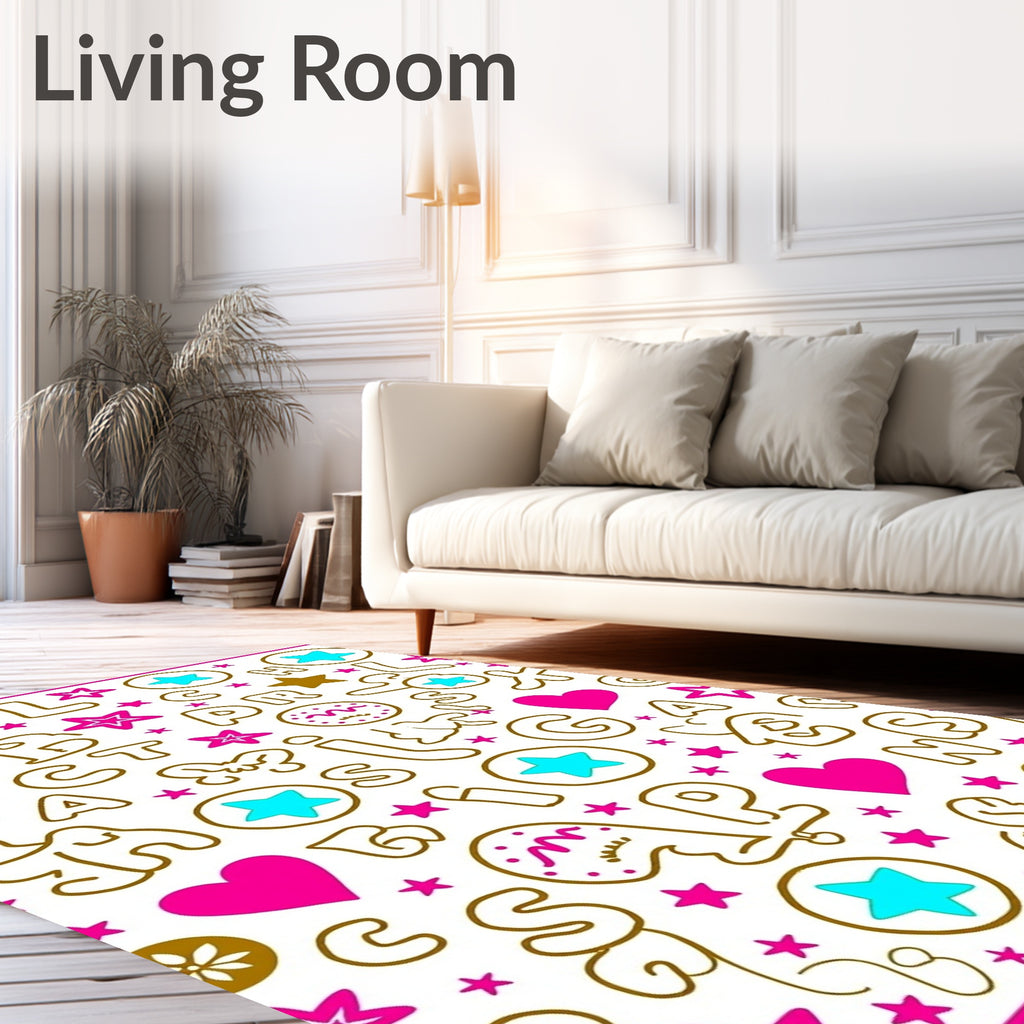 Playful Alphabet Heart Star Rug