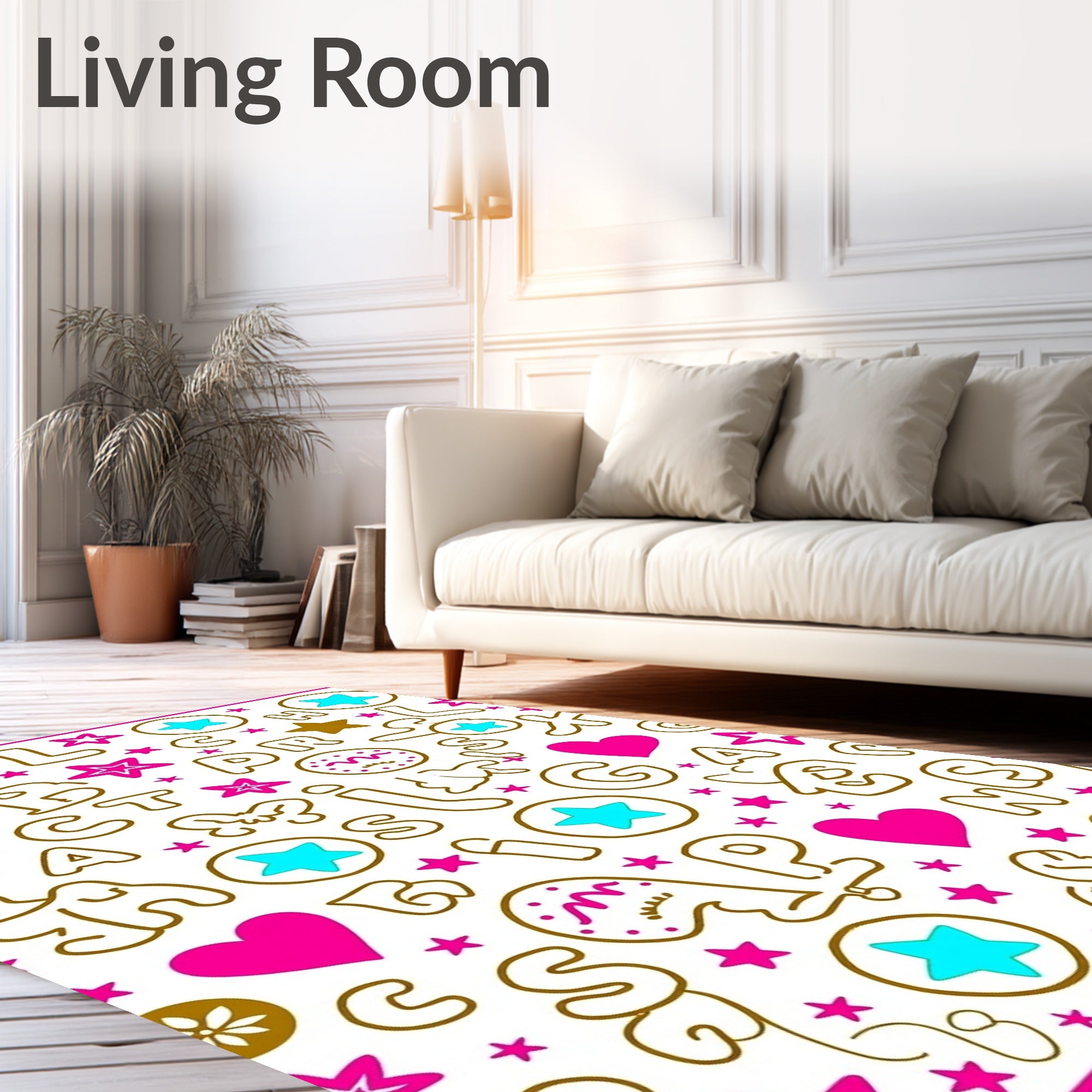 Playful Alphabet Heart Star Rug