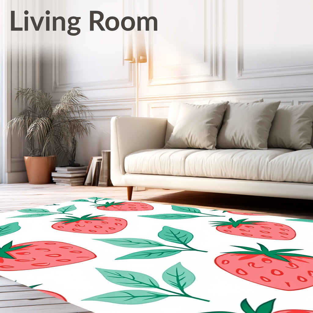 Pink Strawberry Garden Whimsical Rug