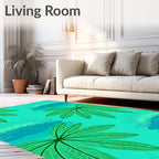 Teal Green Palm Frond Lakeside Rug