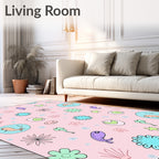 Whimsical Pink Aquatic Creatures Rug