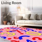 Playful Pink Pop Numbers Scatter Rug