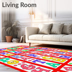 Retro Alphabet Faces Colorful Squares Rug