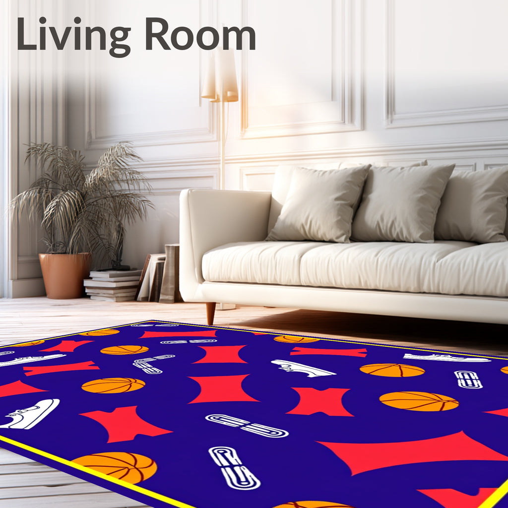 Bold Blue Basketball Shoe Ribbon Rug