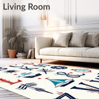 Nautical Alphabet Red Blue Anchor Ship Rug