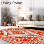 Vibrant Red Scrollwork Medallion Rug
