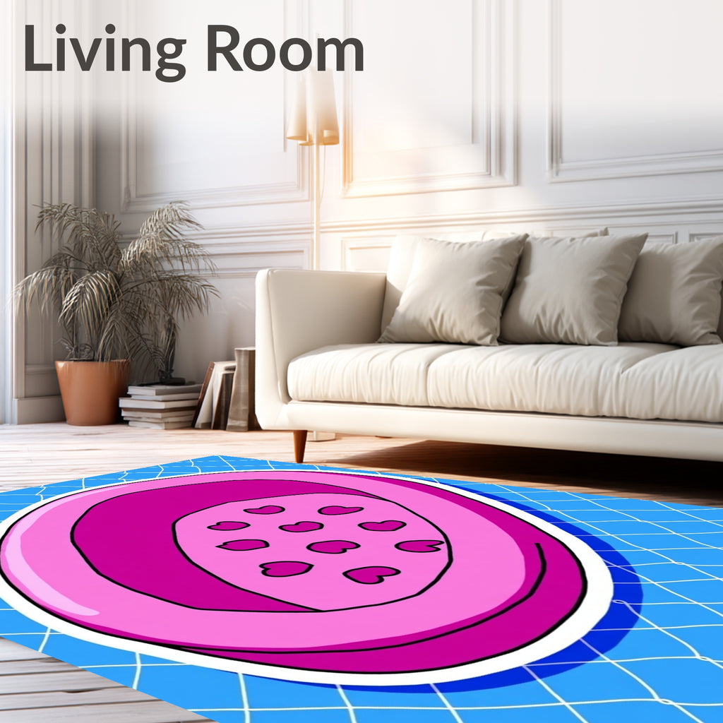 Pink Oval with Hearts Net Rug