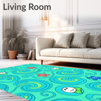 Oceanic Waves With Smiling Stars Rug