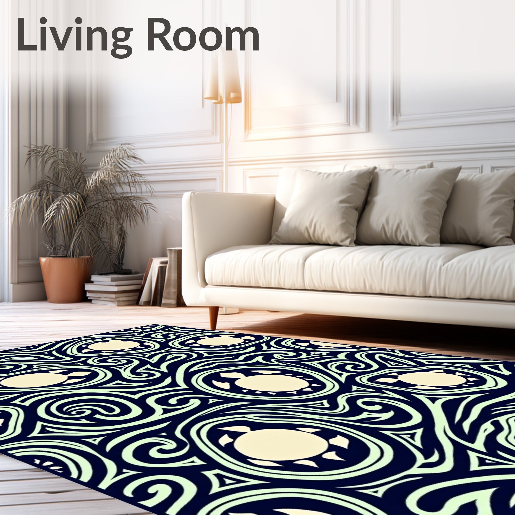 Tribal Turtle Blue Swirl Rug