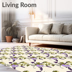 Lavender Purple Botanical Outline Rug