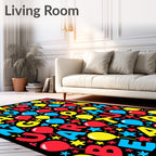 Balloons Stars Letters Red Yellow Blue Rug