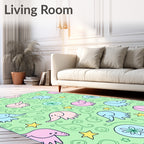 Pink Blue Elephant Swirl Star Ground Rug