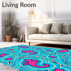 Pink Seahorse Swirls Aqua Rug