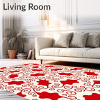 Crimson Swirl Red Organic Flourish Rug