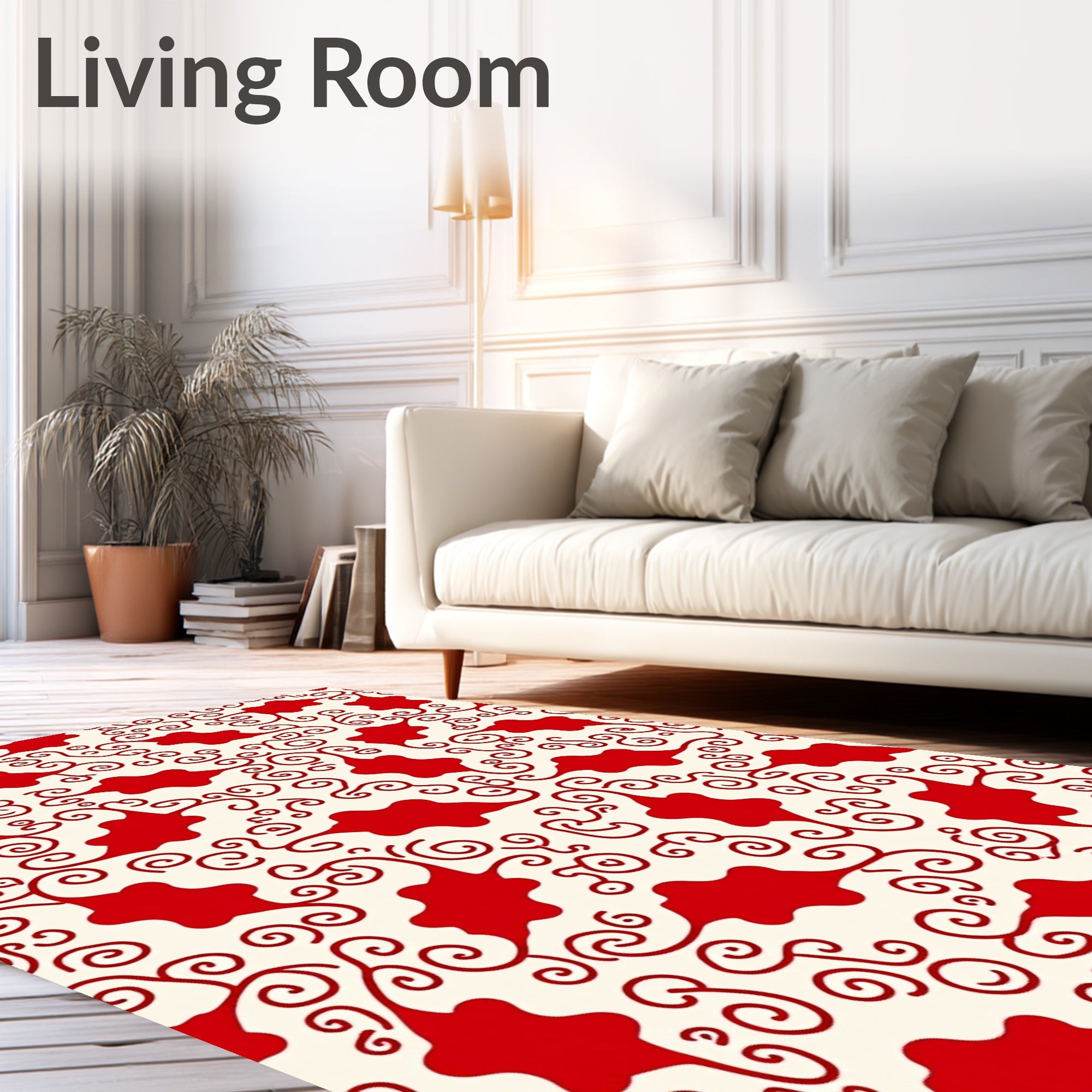 Crimson Swirl Red Organic Flourish Rug