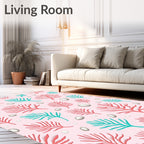 Coral Sea Life Abstract Pink Rug