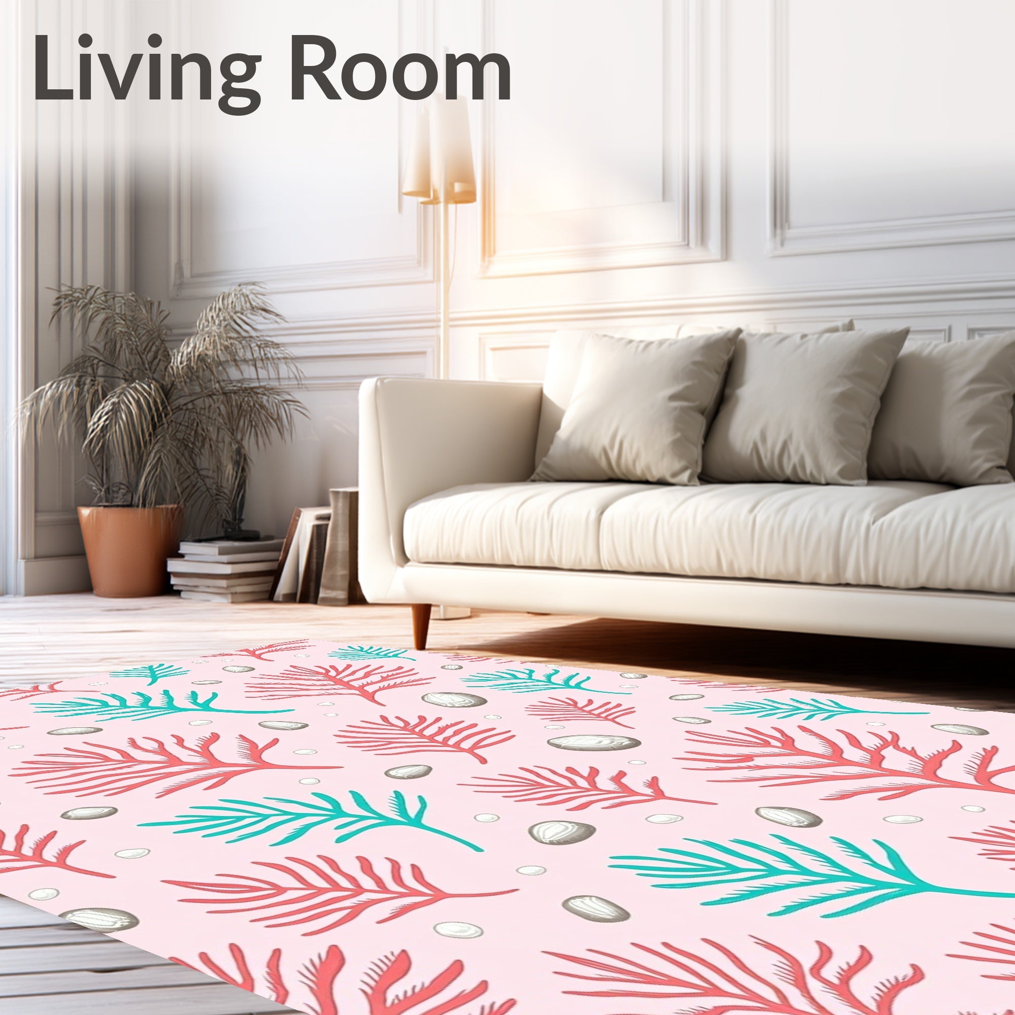 Coral Sea Life Abstract Pink Rug
