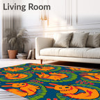Orange Bunnies With Berry Branches Rug