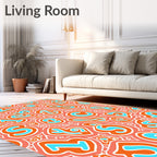 Playful Orange Blue Number Collage Rug