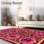 Pink and Burgundy Geometric Sports Hexagons Rug