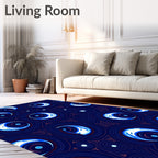 Midnight Blue Crescent Swirl Rings Rug