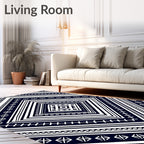 Tribal Geometric Rhombus Black White Rug