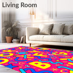 Vibrant Pink Blue Yellow Alphabet Fun Rug