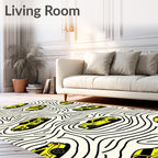 Yellow Racing Cars Abstract Lines Rug