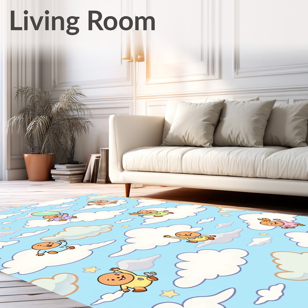 Joyful Babies Floating on Clouds Rug