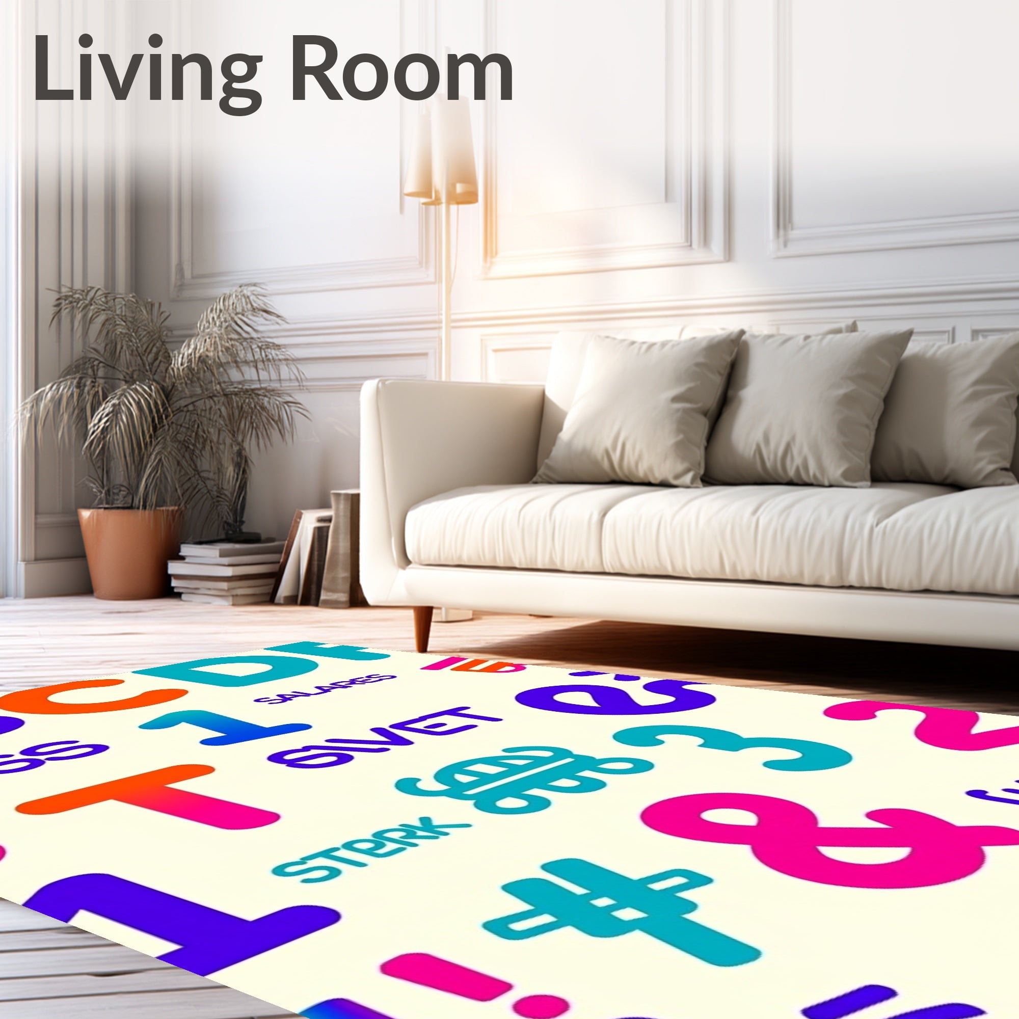 Alphabetical Numeric Collage Rug